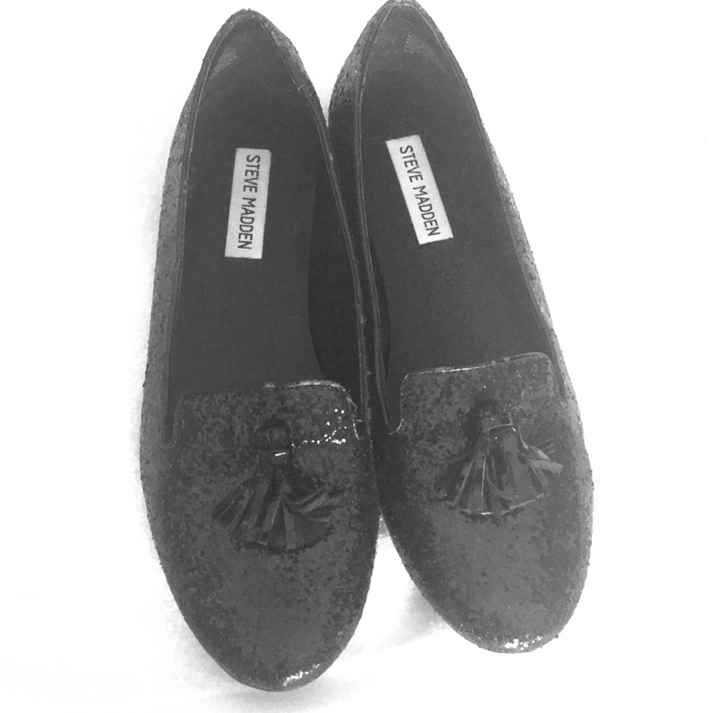 Steve Madden Black Sequined Loafers